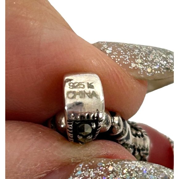 Women’s Pendant Red Enamel Purse Sterling Silver 925 Vintage Marcasite Stones - Picture 11 of 15